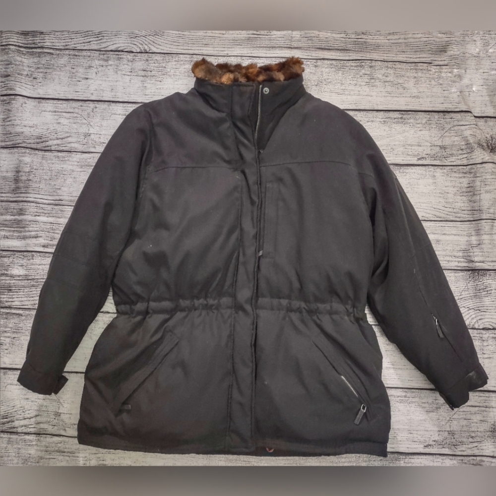 LAUREN RALPH Lauren puffer feather down jacket collar women's Large